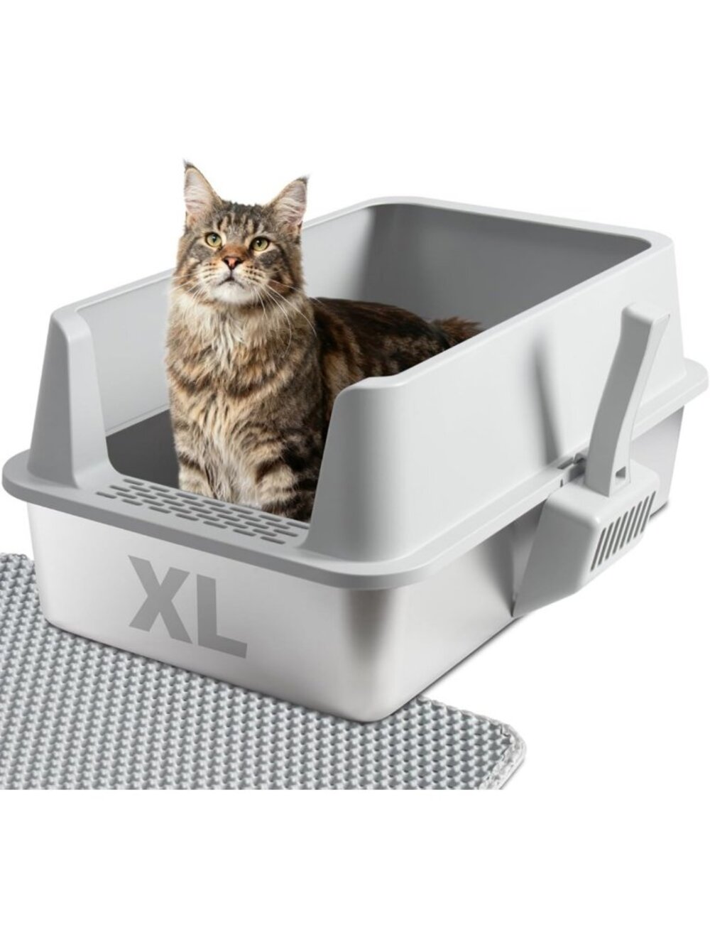 XL Stainless Steel Cat Litter Box with Lid - Durable, Easy Clean, Modern Design
